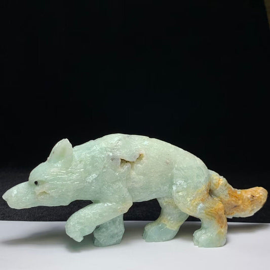 Rare Amazonite Wolf, 65mm Tall, 293g (Blue, Yellow, Orange)