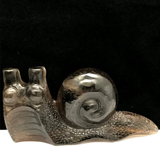 Stunning Smoky Quartz Snail with Solid Crystals, 45mm Tall, 125g (Clear, Brown)