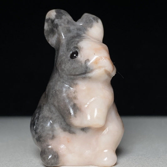 Unusual Stone Rabbit, 36mm Tall, 23g (Gray, Cream)