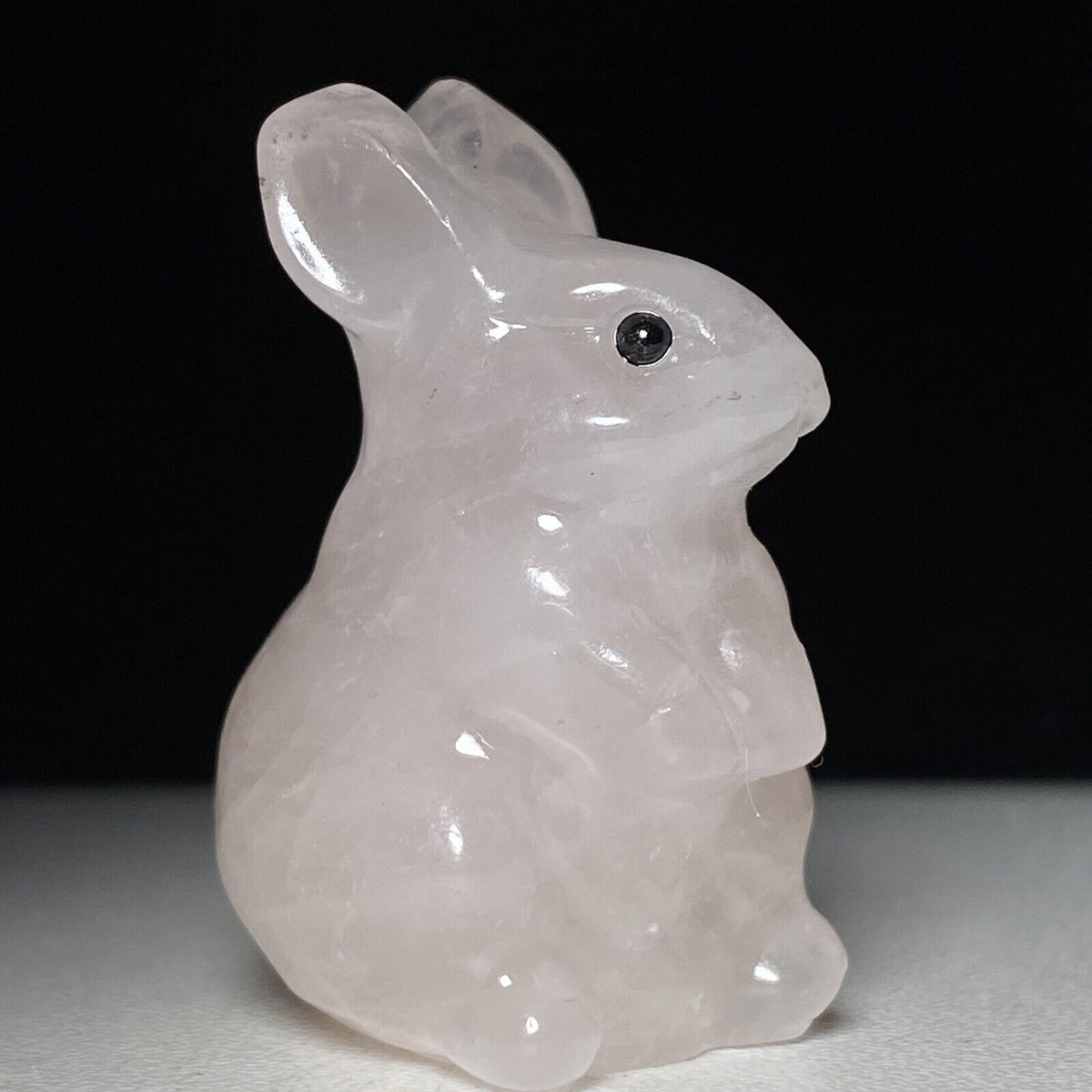 Rare Rose Quartz Rabbit with Solid Crystals, 36mm Tall, 23g (Pink)