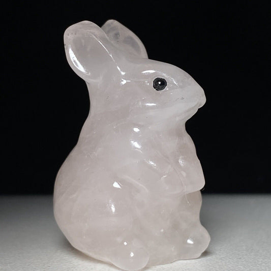 Rare Rose Quartz Rabbit with Solid Crystals, 36mm Tall, 23g (Pink)