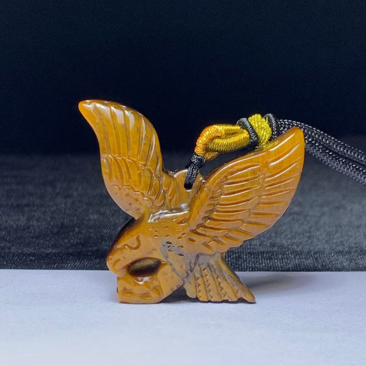 Stunning Tigereye Eagle, 44mm Tall, 32g (Orange, Yellow)
