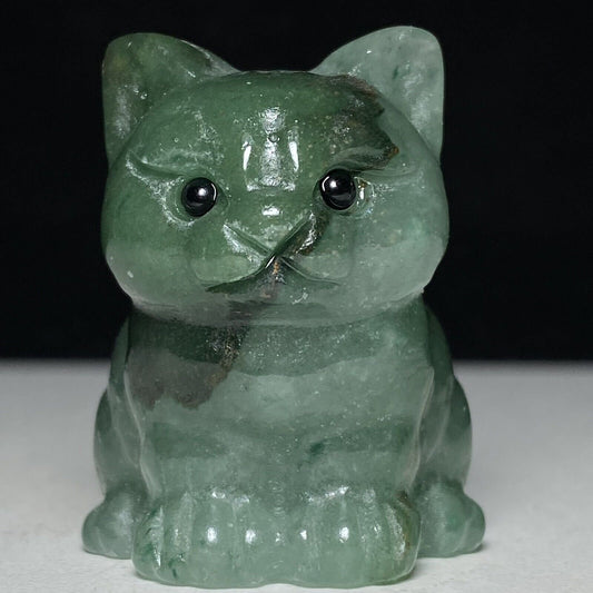 Rare Green Aventurine Front Cat, 34mm Tall, 34g