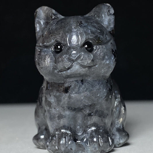 Rare Albite Front Cat, 34mm Tall, 34g (Gray)