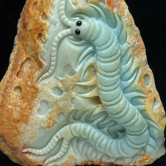 Stunning Amazonite Centipede, 75mm Tall, 327g (Blue, Green, Orange)