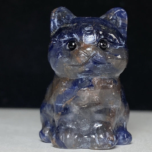 Rare Sodalite Front Cat, 34mm Tall, 34g (Blue, Gray)