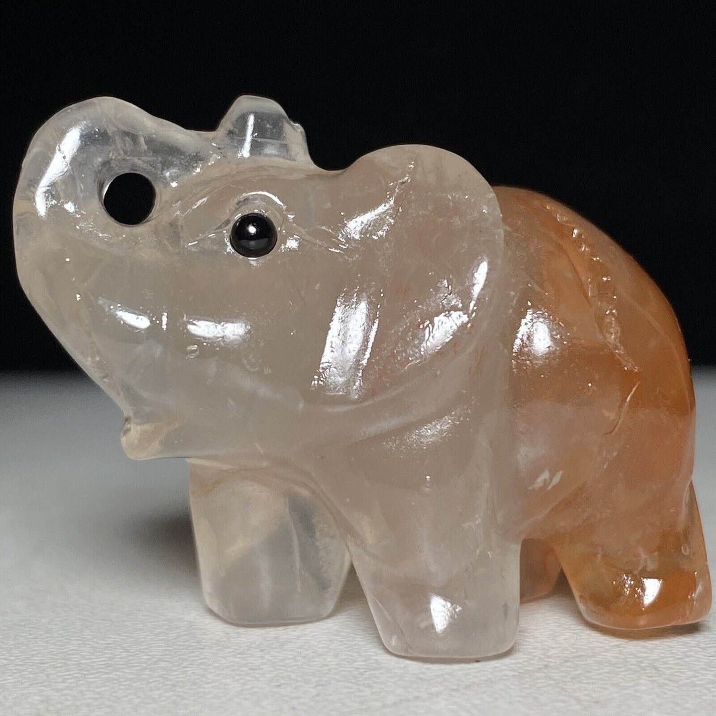 Rare Stone Elephant, 30mm Tall, 24g (Clear, Red)