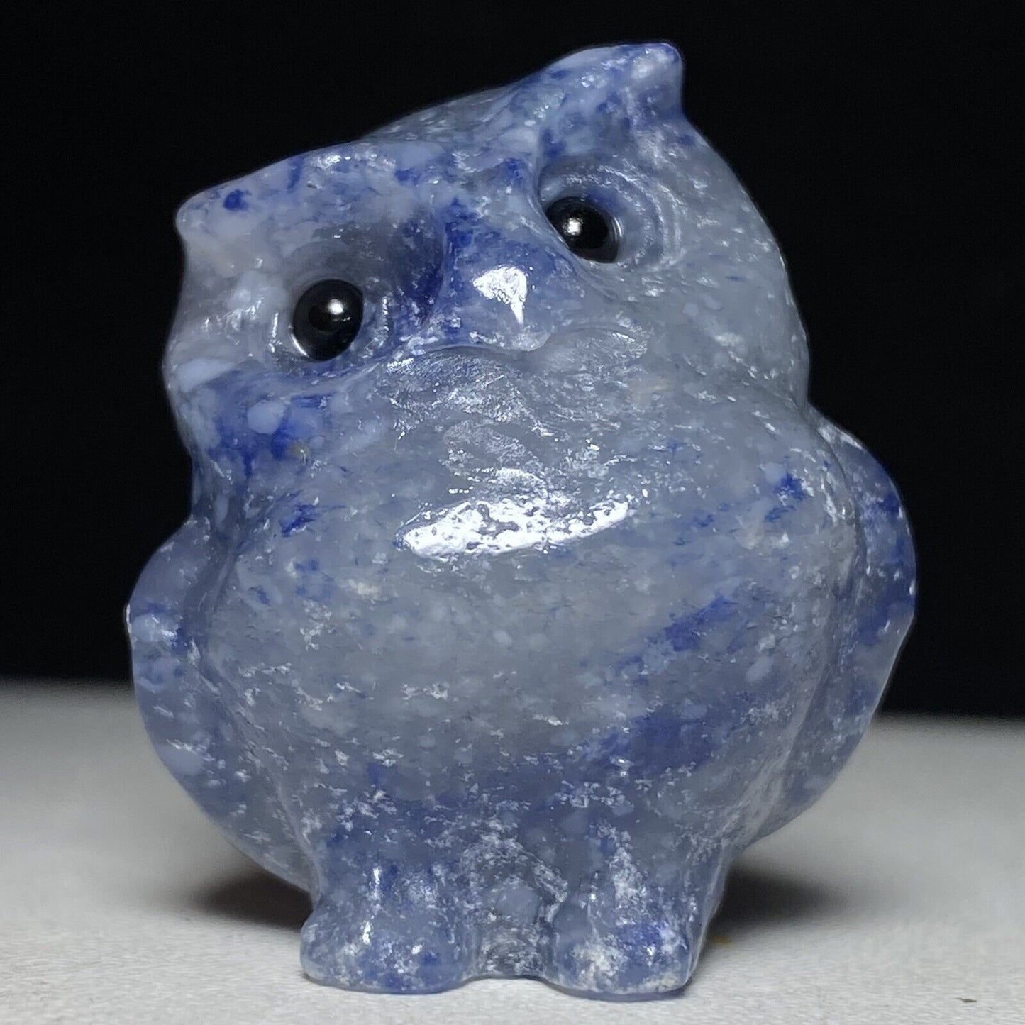 Unusual Blue Aventurine Owl, 34mm Tall, 34g