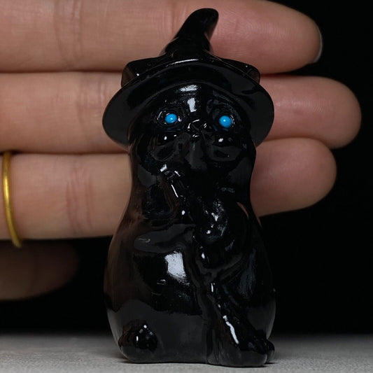 Unusual Onyx Cat, 61mm Tall, 77g (Black)