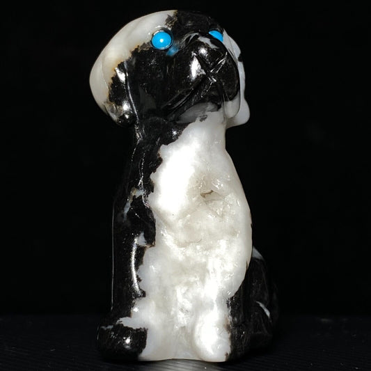 Unusual Stone Dog, 41mm Tall, 28g (Black, White)