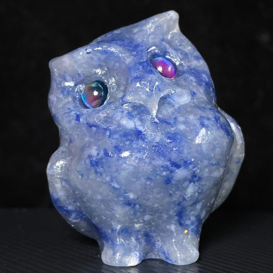 Rare Aventurine Owl, 36mm Tall, 40g (Blue)