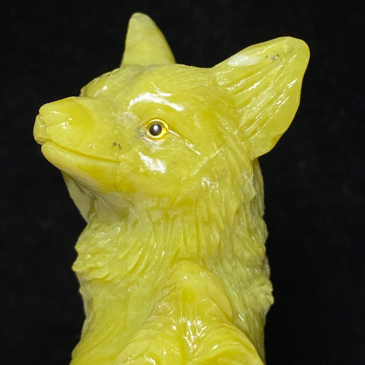 Common Yellow Serpentine Kitsune, 85mm Tall, 162g (Yellow, Green)