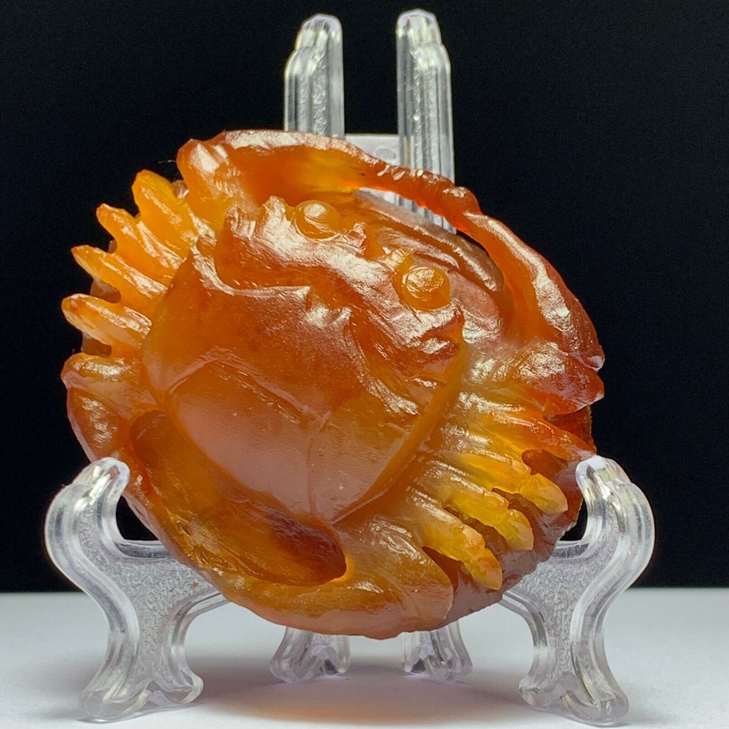 Stunning Fire Agate Crab with Solid Crystals, 20mm Tall, 69g (Red, Orange, Yellow)