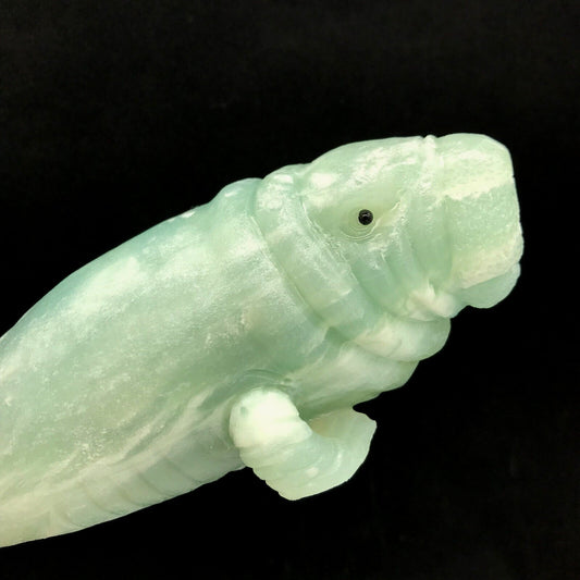 Stunning Amazonite Manatee, 51mm Tall, 485g (Green, Blue, Black)