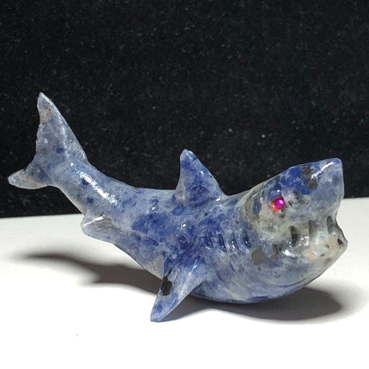 Rare Sodalite Shark, 23mm Tall, 24g (Blue, Gray, Purple)