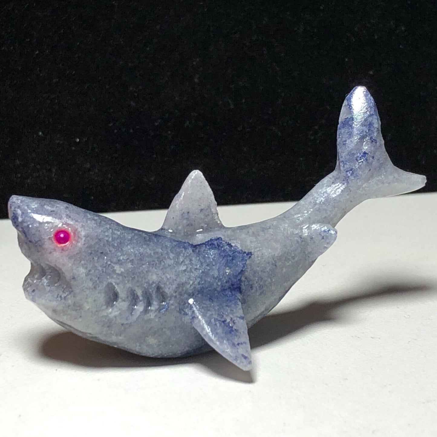 Unusual Blue Aventurine Shark, 23mm Tall, 24g (Blue, Gray, Pink)
