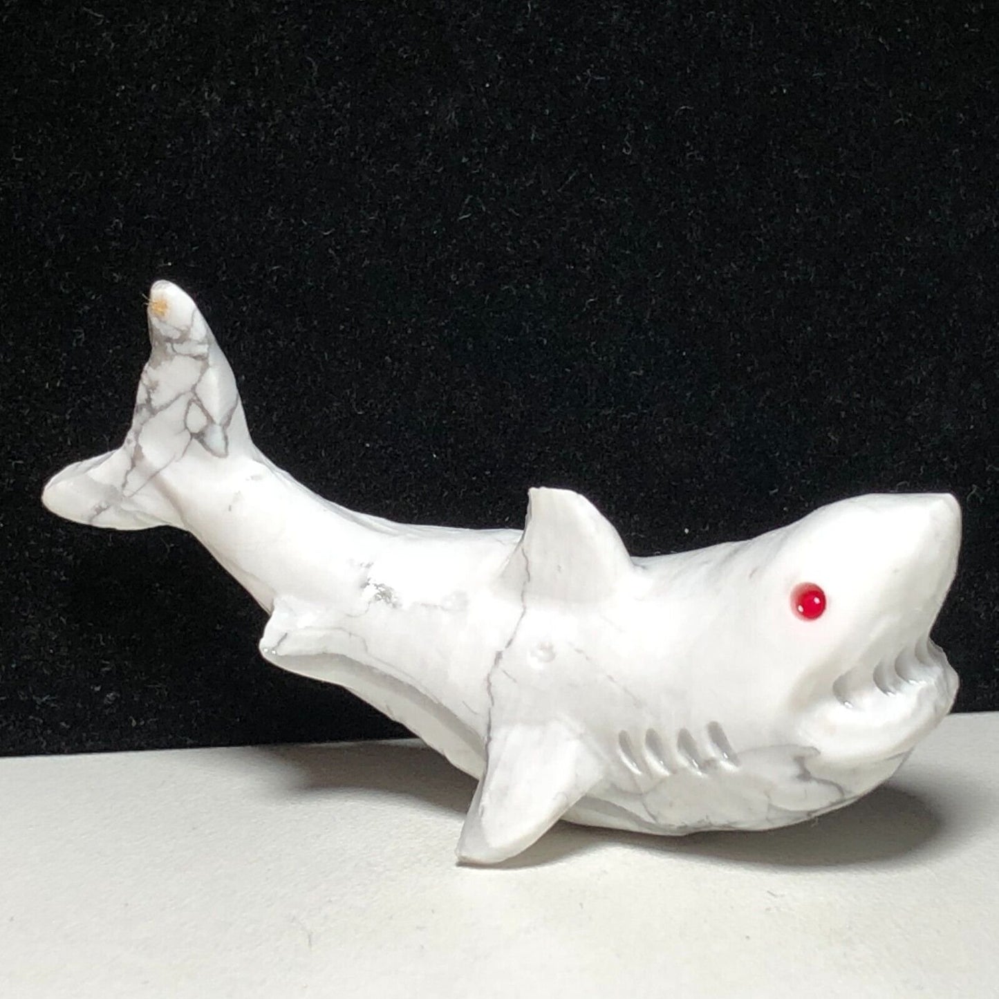 Rare Howlite Shark, 23mm Tall, 24g (White)