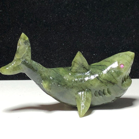 Unusual Stone Shark, 23mm Tall, 24g (Green, Pink)