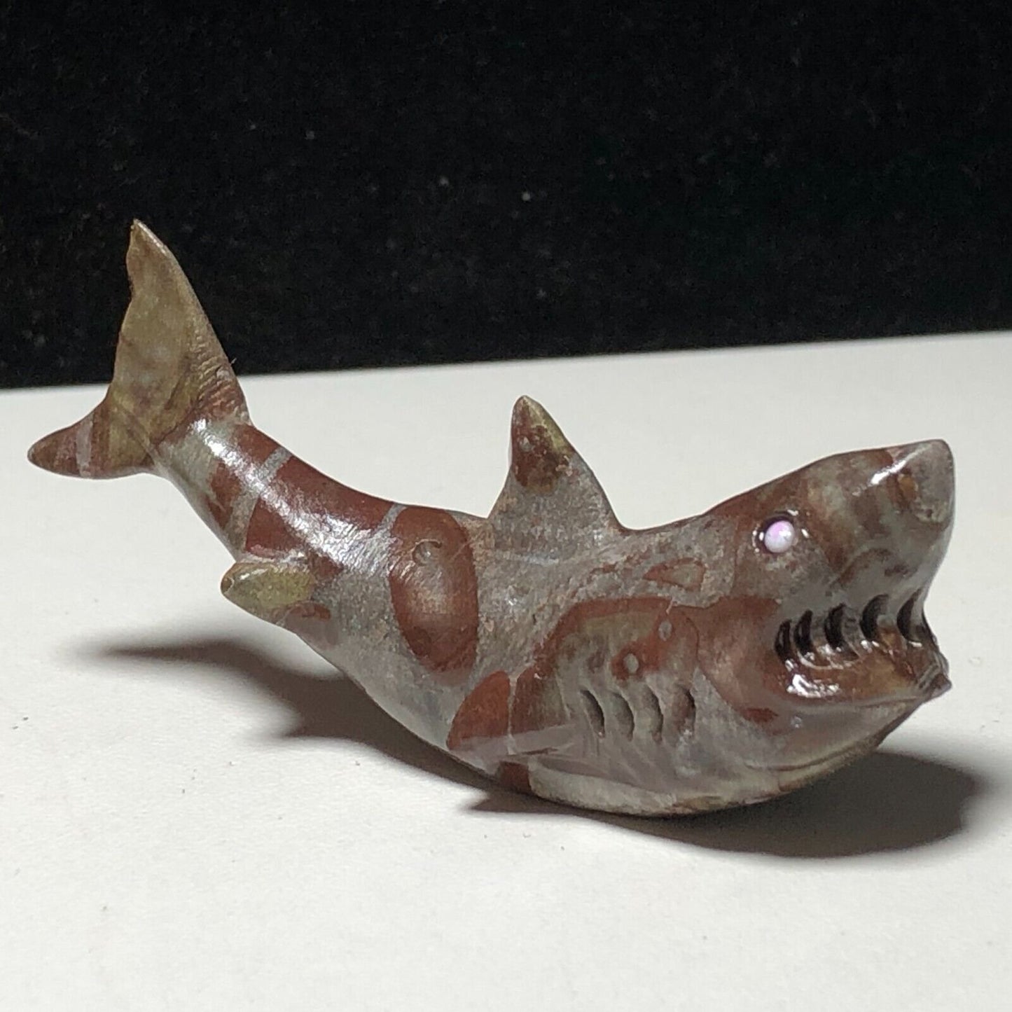 Rare Bamboo Leaf Jasper Shark, 23mm Tall, 24g