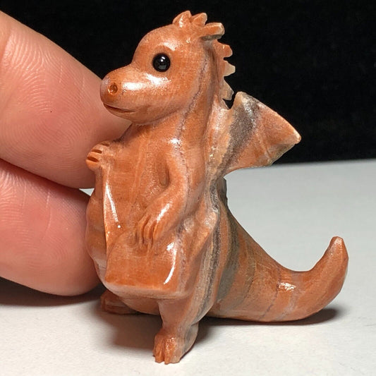 Unusual Picture Jasper Dragon, 45mm Tall, 26g (Orange, Red, Brown)