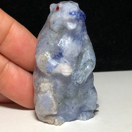 Unusual Blue Aventurine Groundhog, 57mm Tall, 65g (Blue)