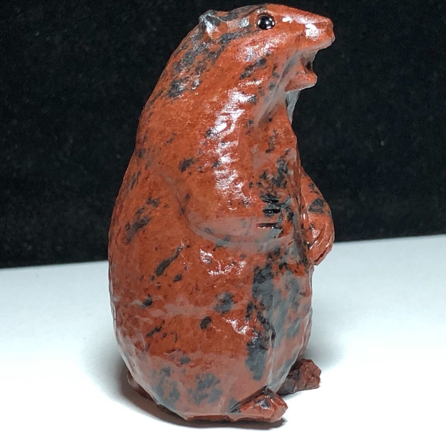 Unusual Mahogany Obsidian Groundhog, 57mm Tall, 65g (Red)