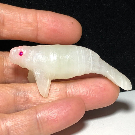 Unusual Calcite Manatee, 28mm Tall, 23g (White)