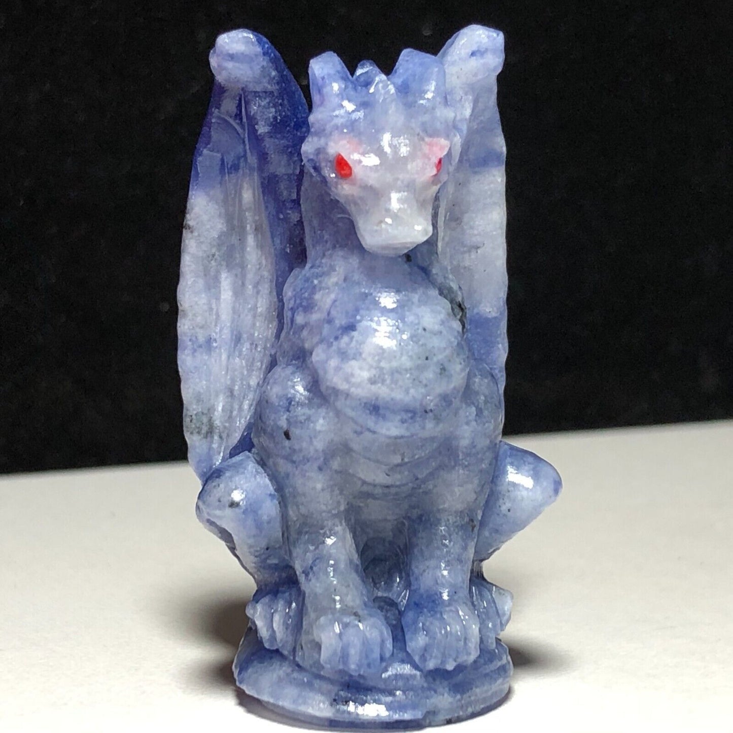 Unusual Blue Aventurine Dragon, 50mm Tall, 31g (Blue, Red)