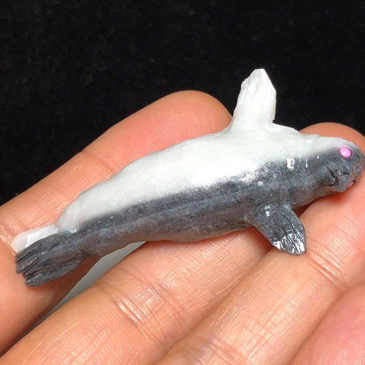 Unusual DuoStone Belly Seal, 15mm Tall, 19g (White, Gray, Pink)
