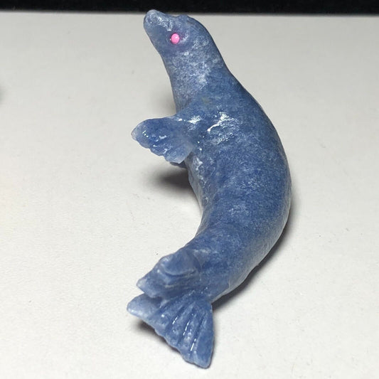 Unusual Blue Aventurine Seal, 15mm Tall, 19g