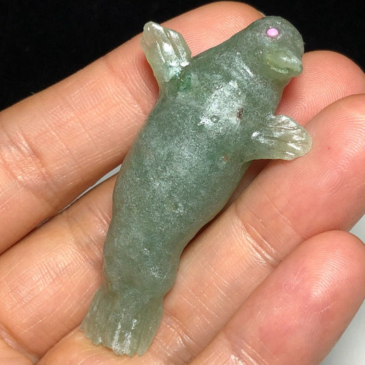 Rare Green Aventurine Seal, 15mm Tall, 19g