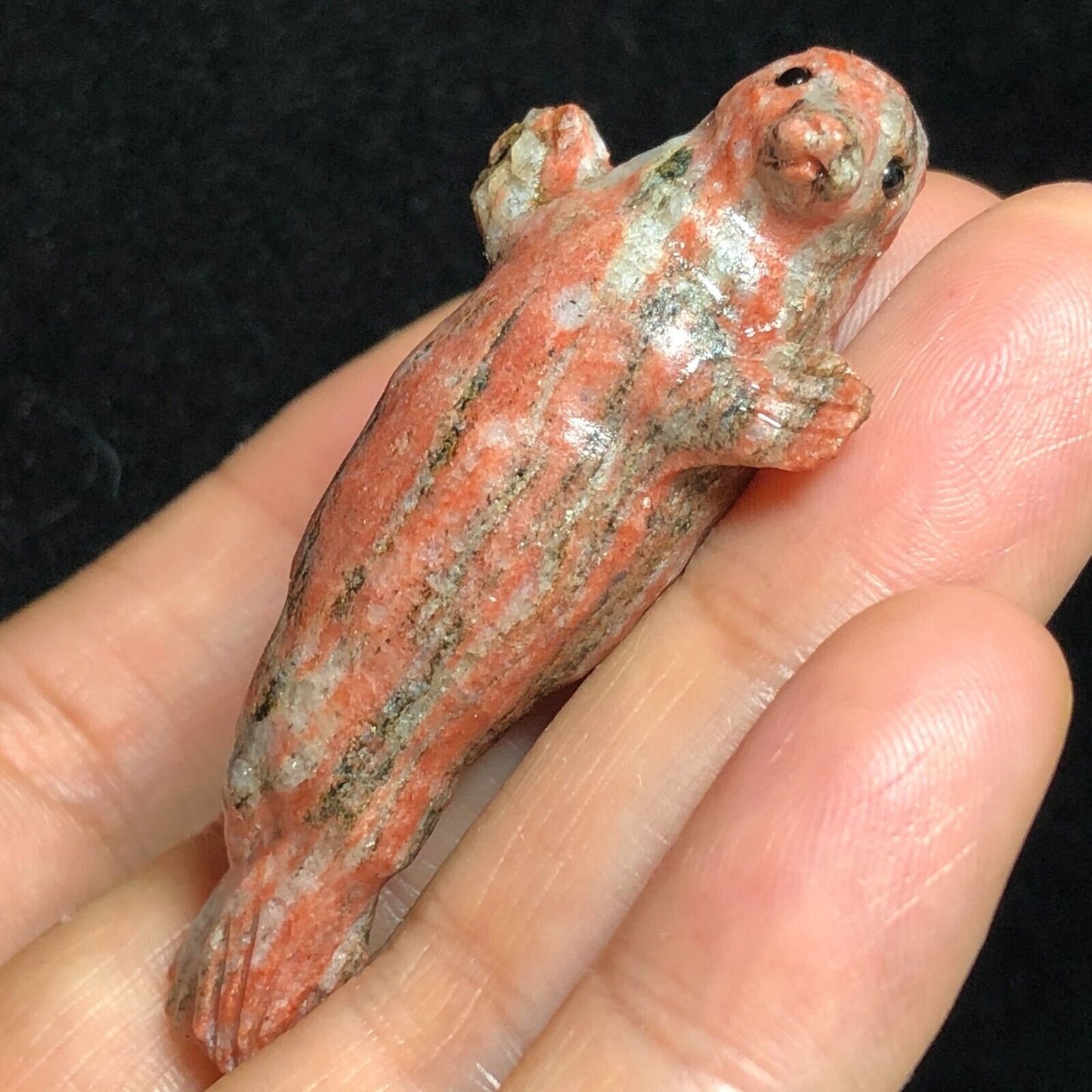 Unusual Red Seseme Jasper Seal, 15mm Tall, 19g