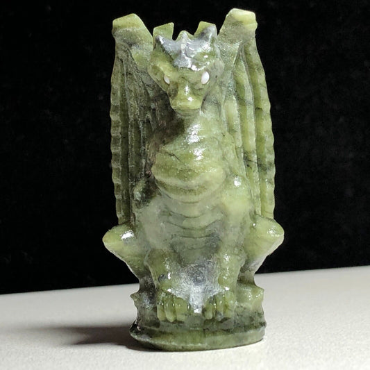 Common Stone Dragon, 52mm Tall, 37g (Green, White)