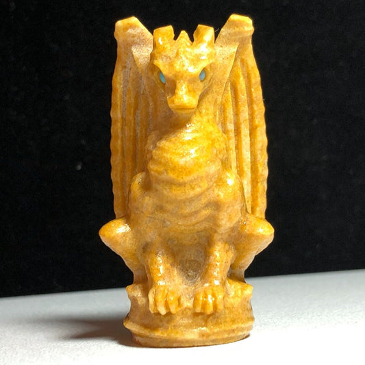 Common Yellow Jasper Dragon, 52mm Tall, 37g (Yellow, Orange, Green)