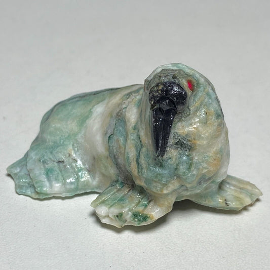 Unusual Stone Walrus, 30mm Tall, 36g (Blue)