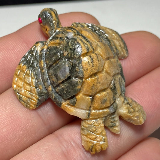 Unusual Stone Sea Turtle, 18mm Tall, 21g (Yellow)