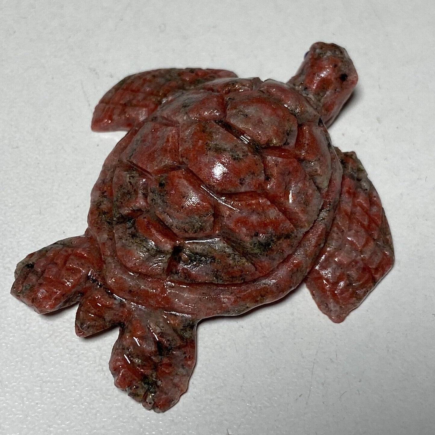 Unusual Red Seseme Jasper Sea Turtle, 18mm Tall, 21g