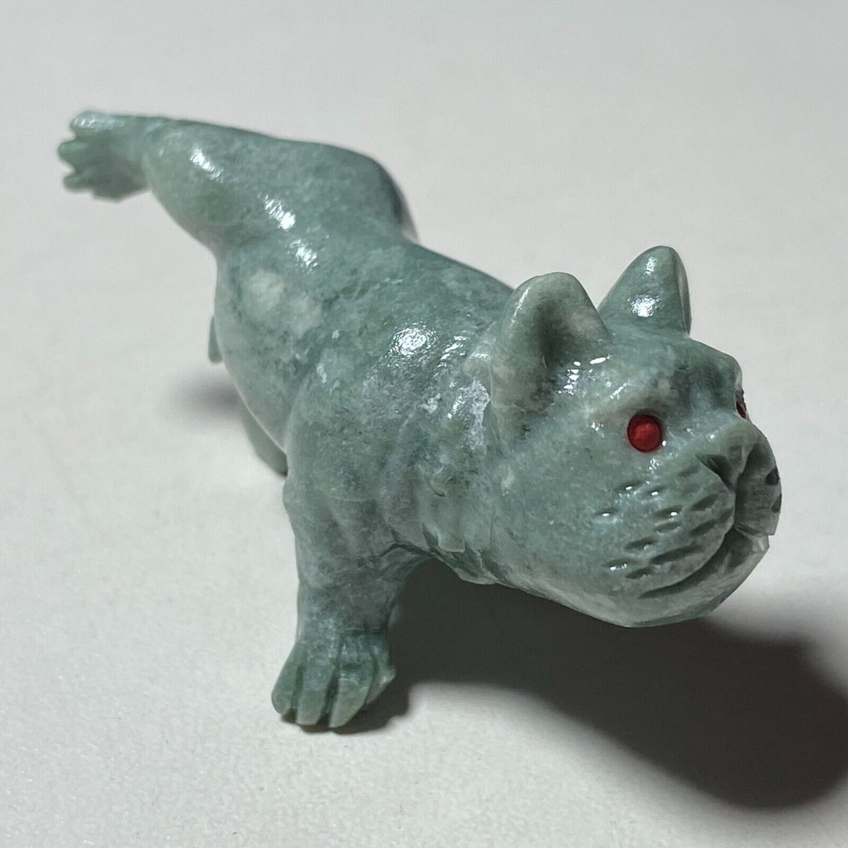 Unusual Jade Dog, 30mm Tall, 17g (Green, Gray, Red)