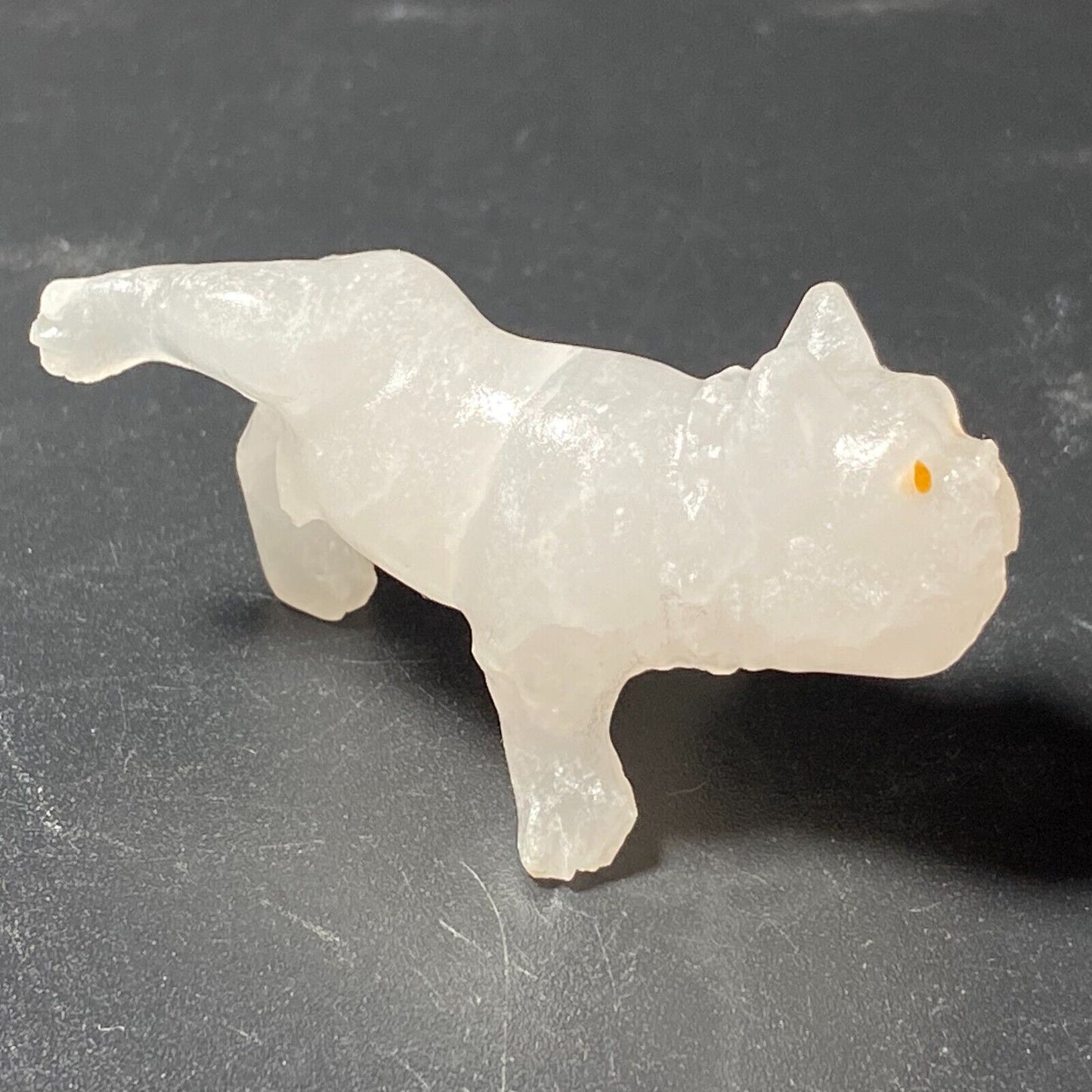 Unusual Jade Dog, 30mm Tall, 17g (White, Yellow)