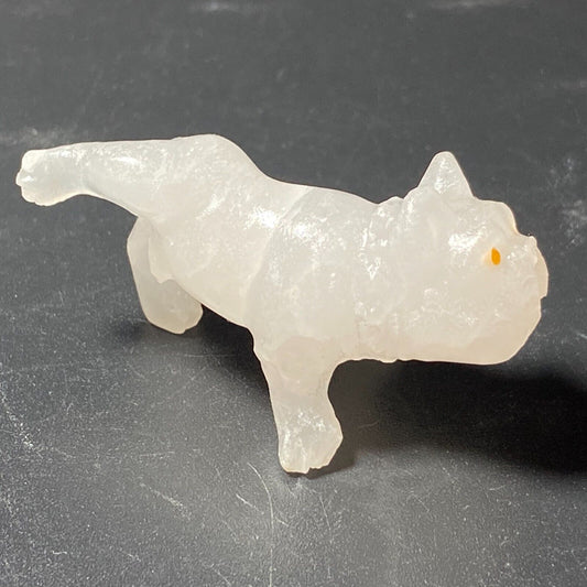 Unusual Jade Dog, 30mm Tall, 17g (White, Yellow)
