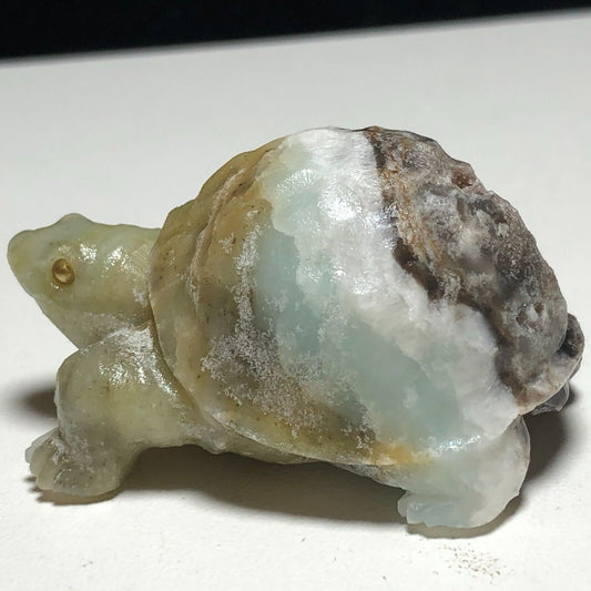 Unusual Amazonite Turtle, 24mm Tall, 34g (Brown, White, Gray)