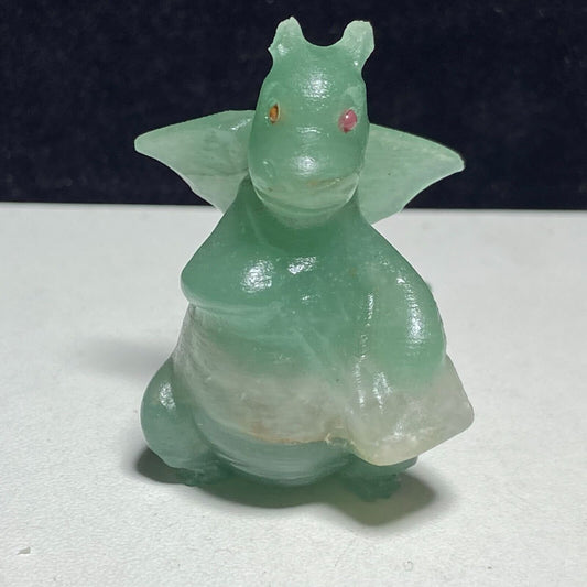 Unusual Green Aventurine Dragon, 42mm Tall, 25g (Green, White)