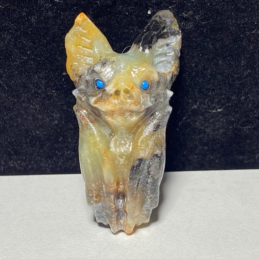 Unusual Amazonite Bat, 22mm Tall, 23g (Yellow, Gray, Black)