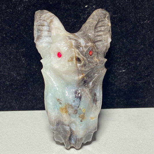 Unusual Amazonite Bat, 22mm Tall, 23g (White, Gray, Cream)