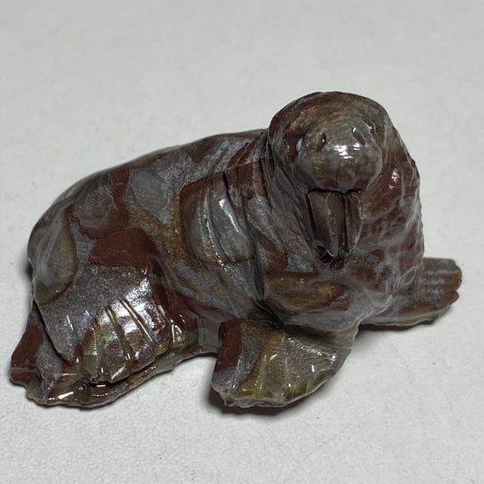 Unusual Bamboo Leaf Jasper Walrus, 32mm Tall, 37g