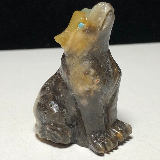 Unusual Amazonite Howl Wolf, 46mm Tall, 27g (Brown, Cream, Gray)