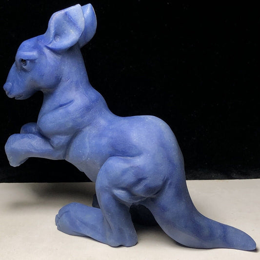 Precious Blue Aventurine Kangaroo, 12mm Tall, 54g (Blue, Black)