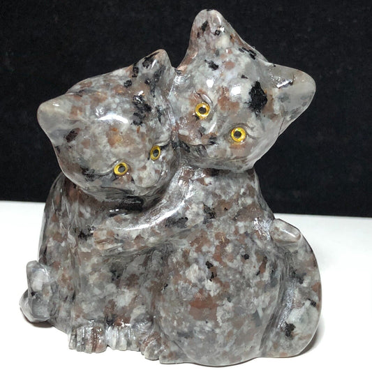 Stunning Yooperlite Cat, 78mm Tall, 217g (Gray, Black, brown)