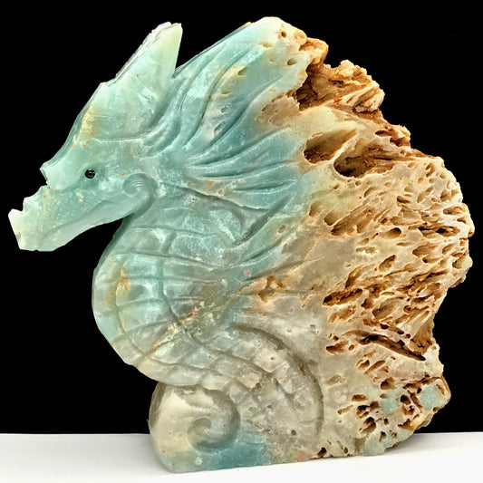 Stunning Amazonite Dragon, 117mm Tall, 443g (Green, Brown, Cream)