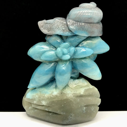 Precious Trolleite Snail, 107mm Tall, 343g (Blue, Cream, Gray)